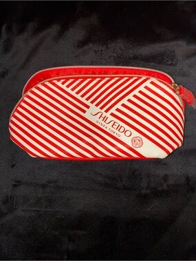 Shiseido Ginza Tokyo Red & White Striped Cosmetic Pouch